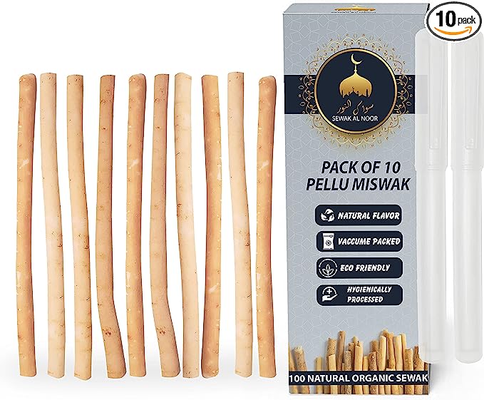 An image from Amazon.com showing a 10 pack of chewing sticks