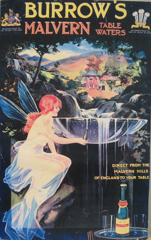 An advertisement for water from the Holy Well Bottling Plant